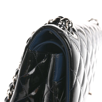 Chanel Patent Quilted Jumbo Double Flap Navy Blue 12 of 13