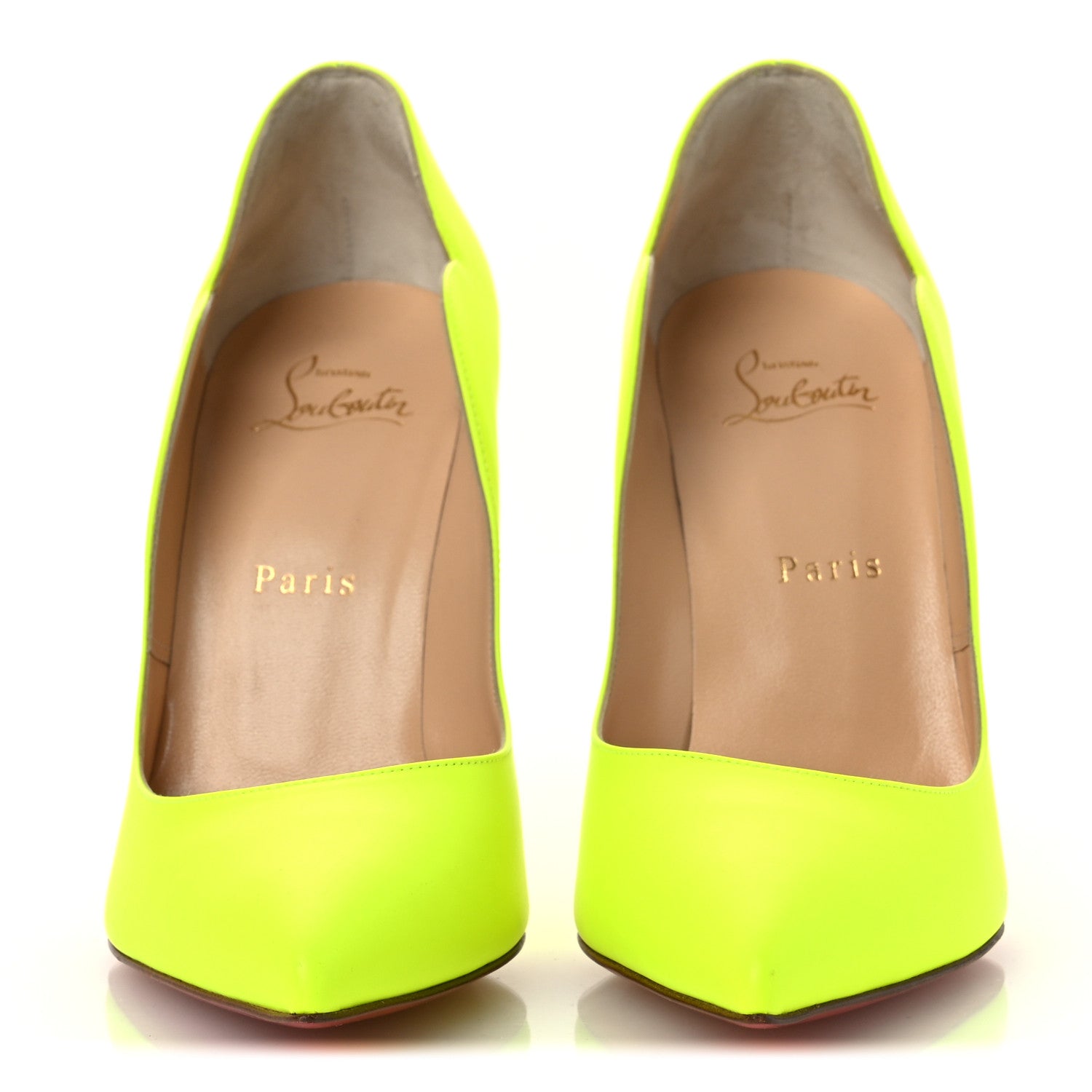 Christian Louboutin Calfskin Hot Chick 100 Pumps 38 Fluo Yellow 3 of 11