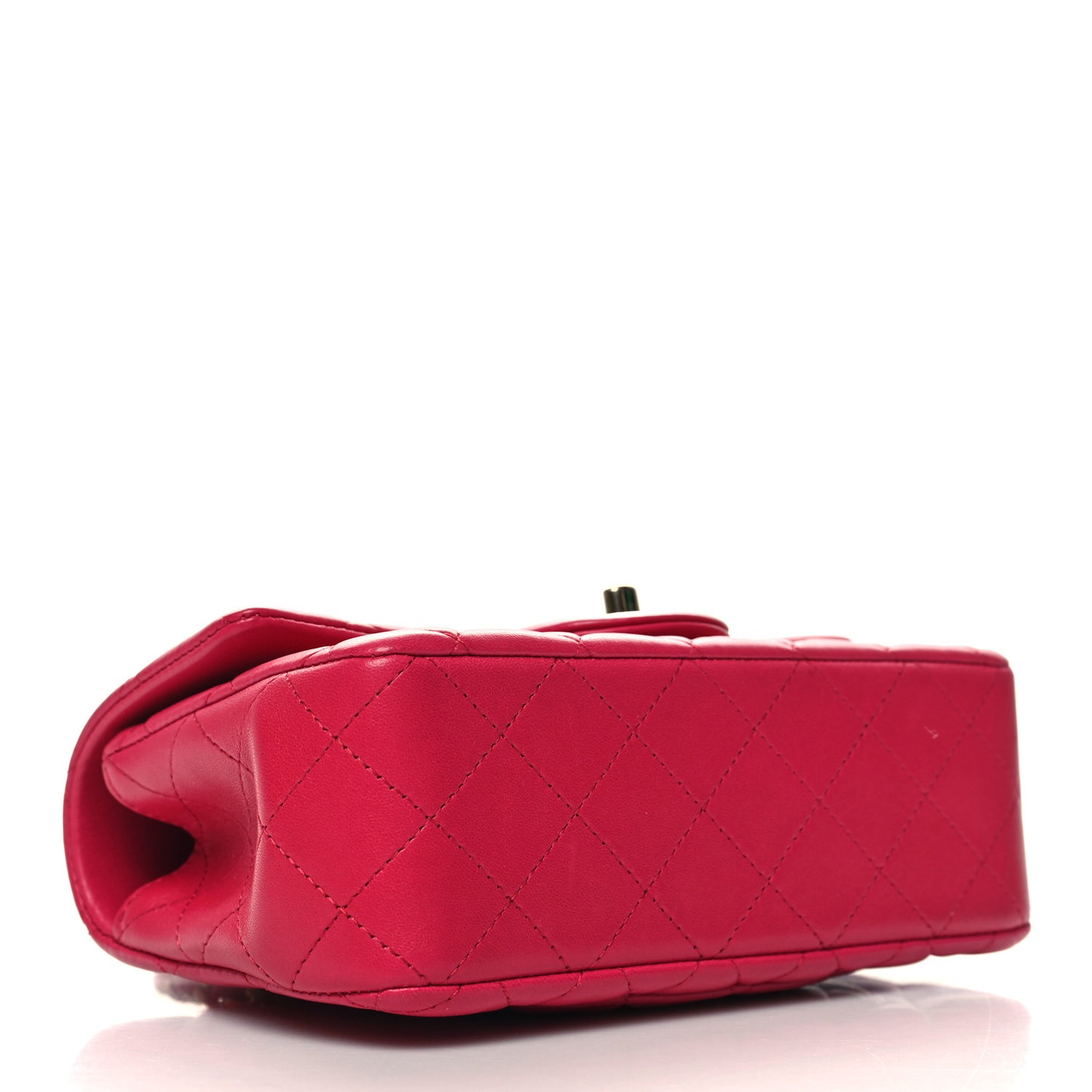 Lambskin Quilted Mini Top Handle Rectangular Flap Dark Pink