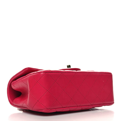 Chanel Lambskin Quilted Mini Top Handle Rectangular Flap Dark Pink 4 of 10