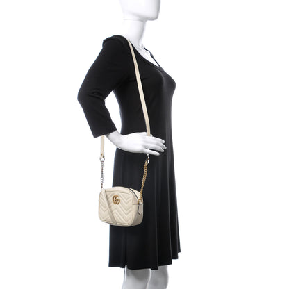 Gucci Calfskin Matelasse Mini GG Marmont Chain Shoulder Bag White 2 of 11