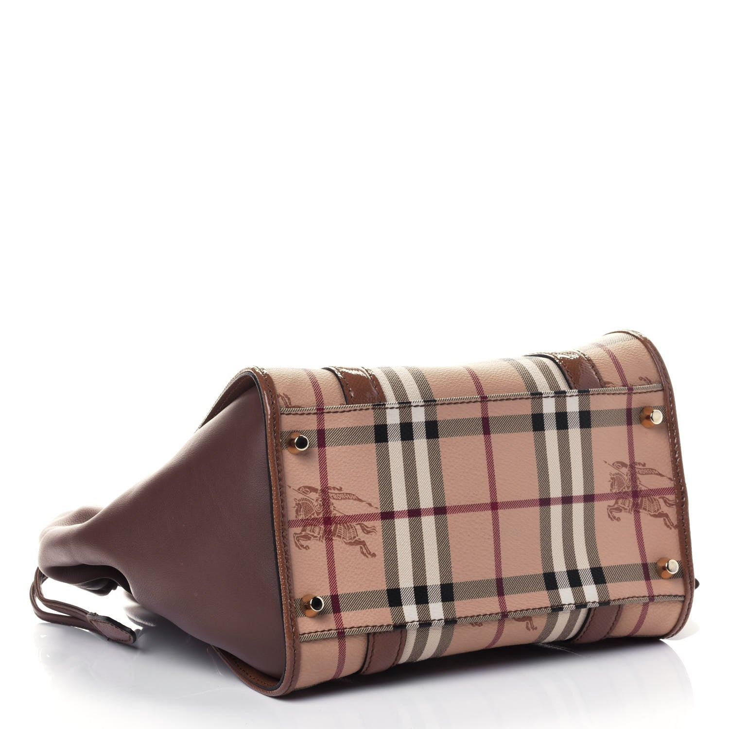 Burberry Patent Haymarket Check Small Dinton Tote Mid Camel 3 of 4