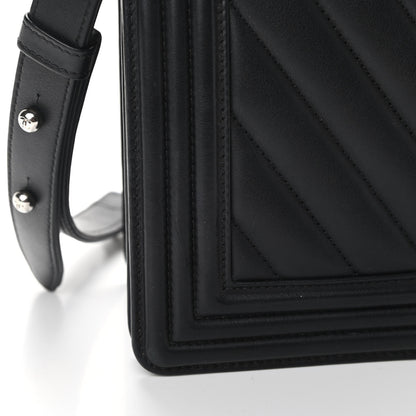 Chanel Calfskin Chevron Quilted Medium Boy Flap Black 12 of 19