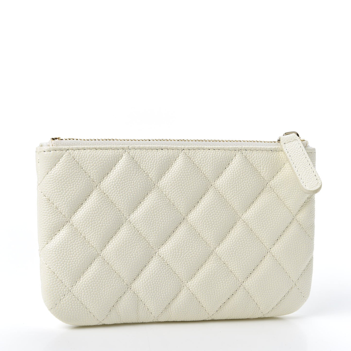 Caviar Quilted Small Cosmetic Case White