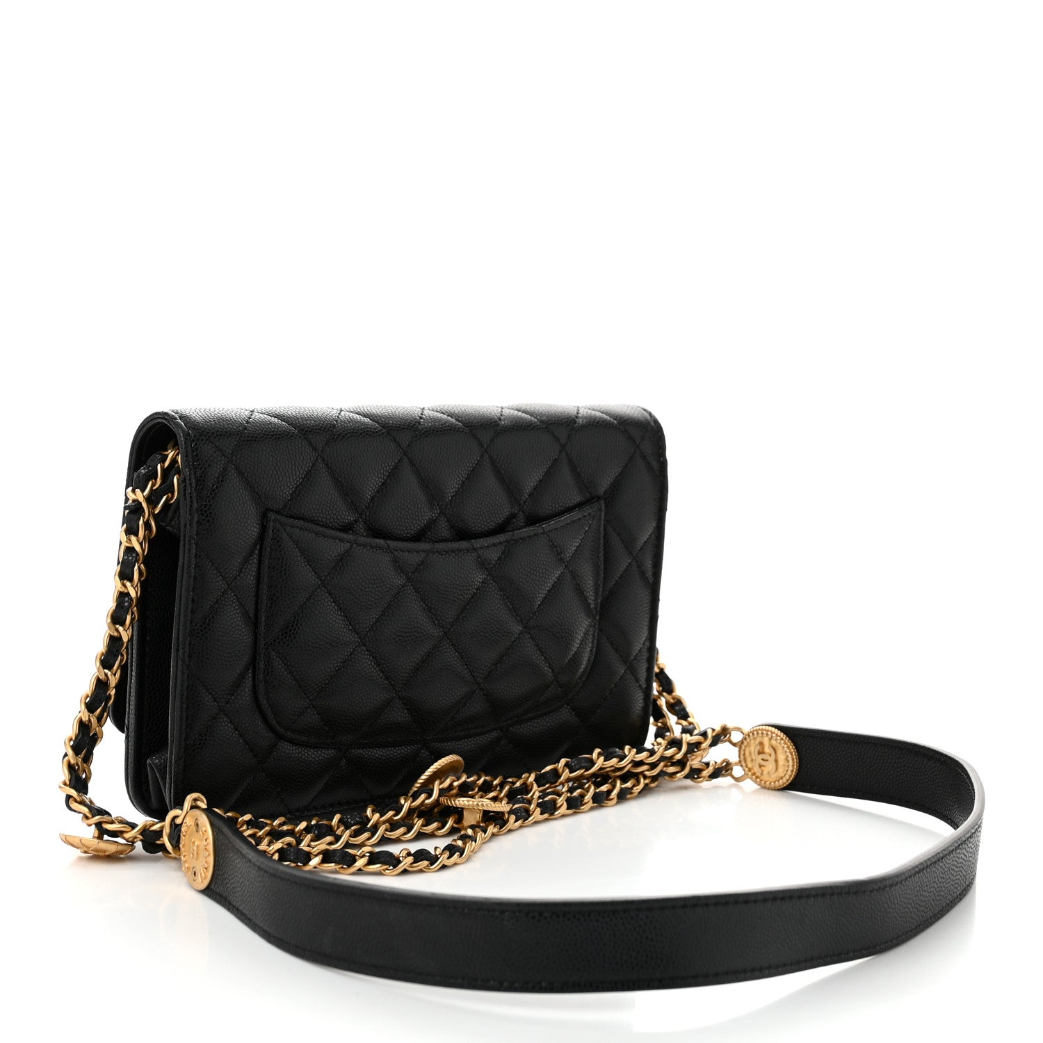 Chanel Caviar Quilted Twist Your Buttons Wallet On Chain WOC Black 3 of 11