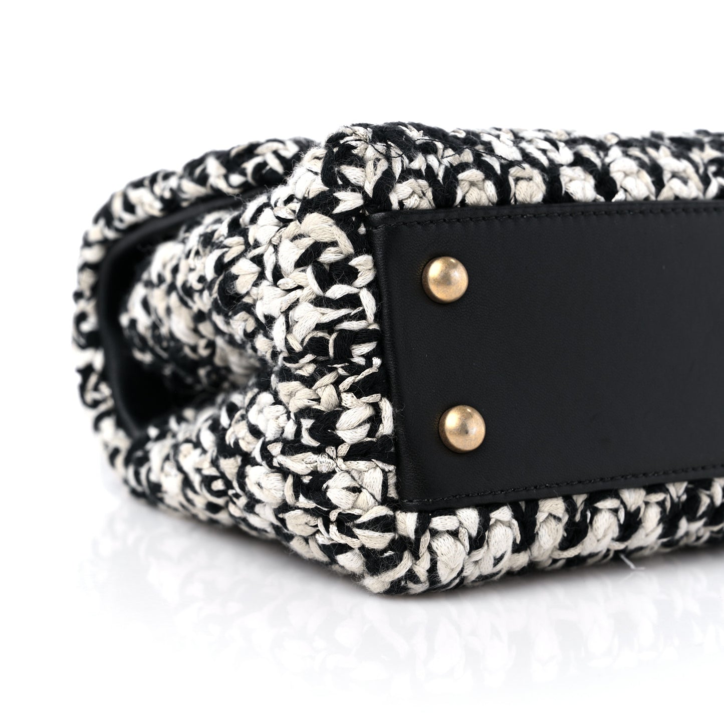 Tweed Quilted Mini Coco Handle Flap Black Beige