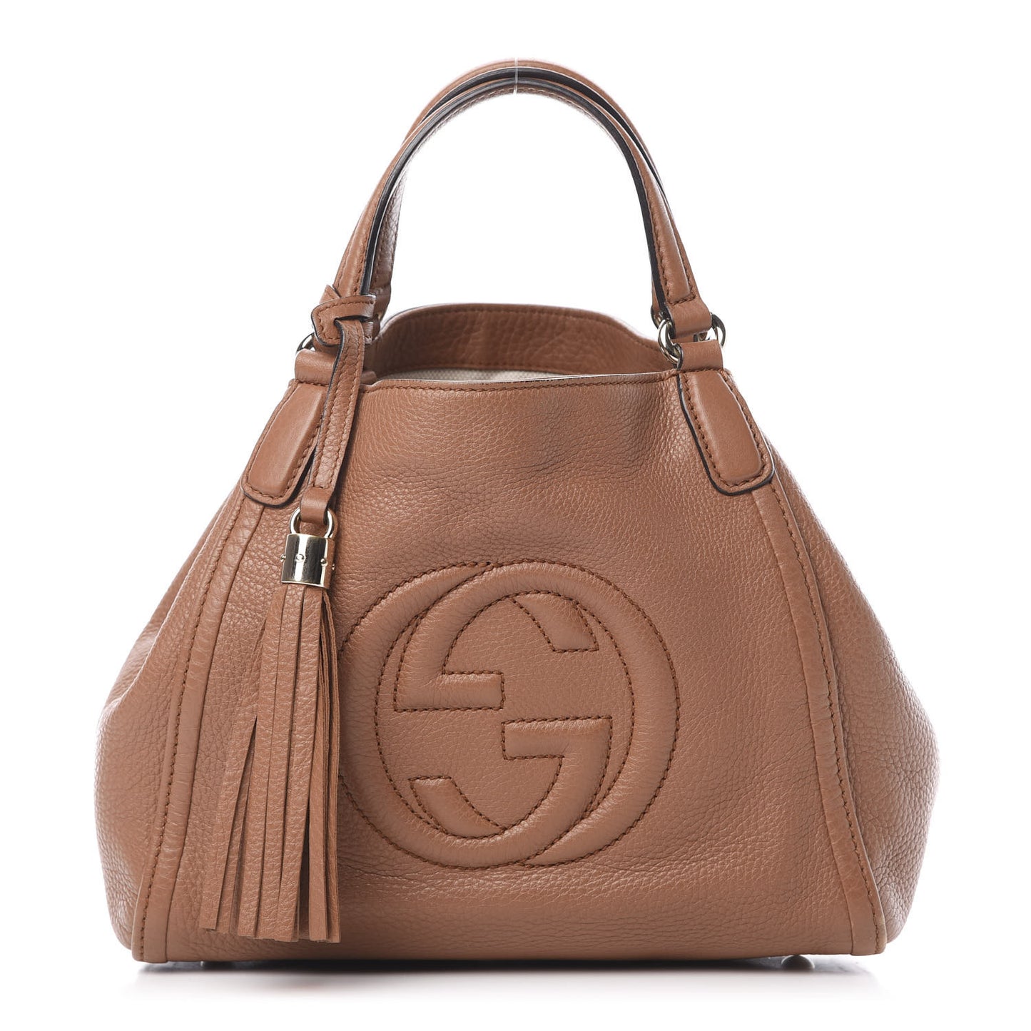 Pebbled Calfskin Small Soho Shoulder Bag Dusty Blush