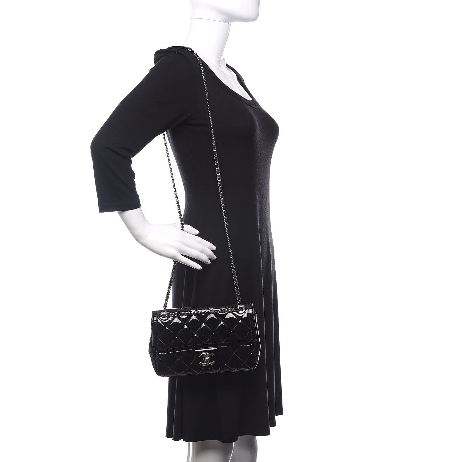 Chanel Patent Quilted Small Coco Shine Flap Black 2 of 10