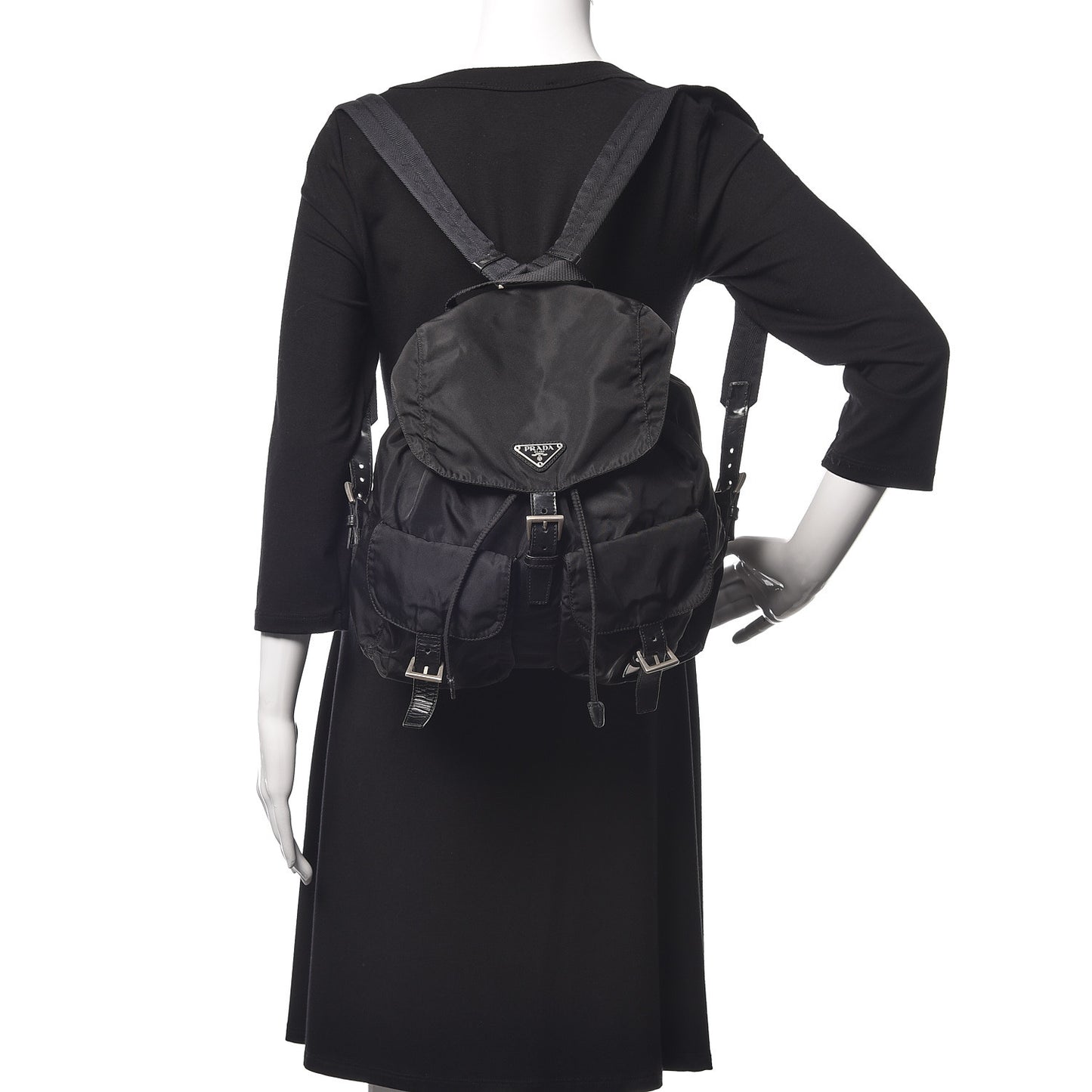Nylon Vela Medium Backpack Black