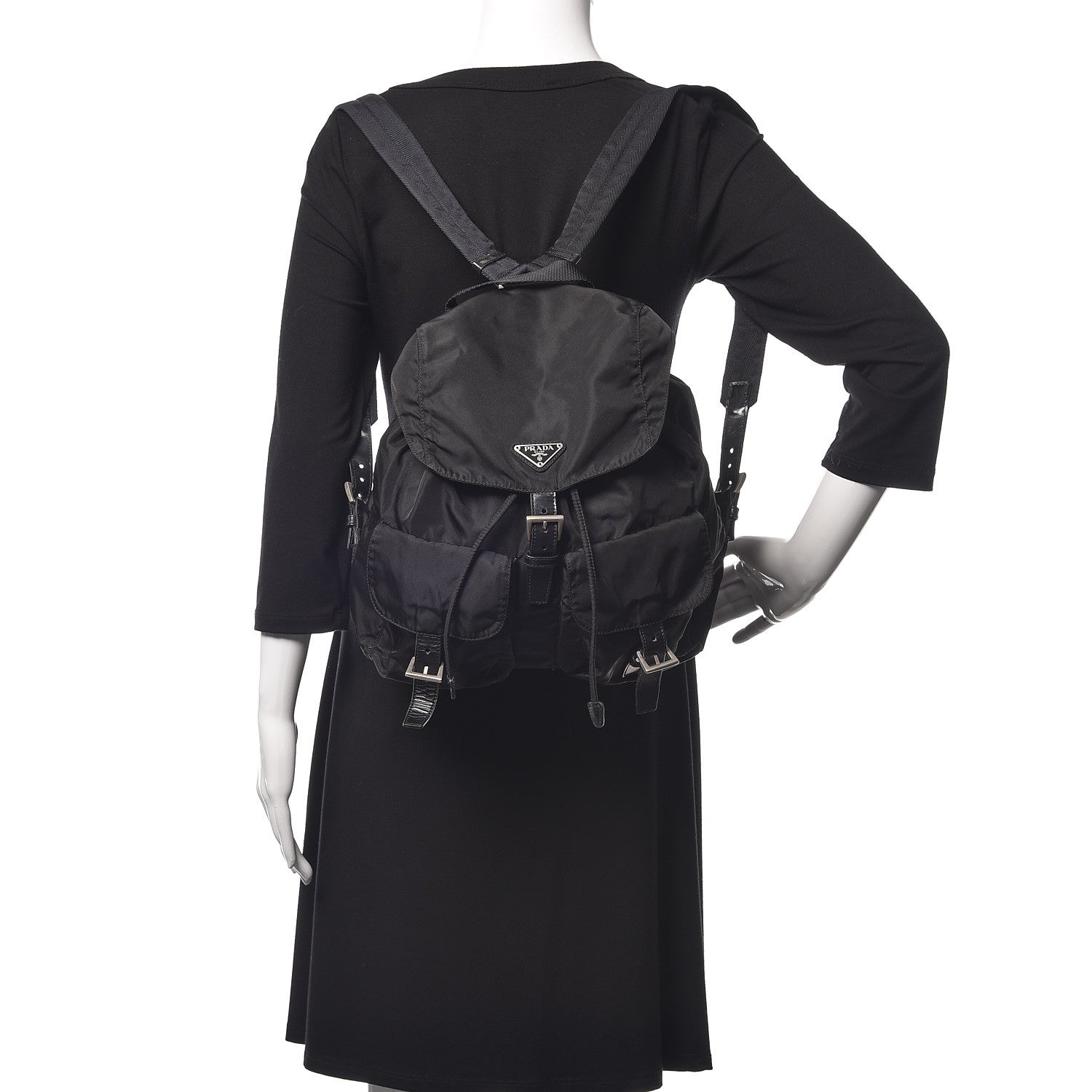 Prada Nylon Vela Medium Backpack Black 2 of 9