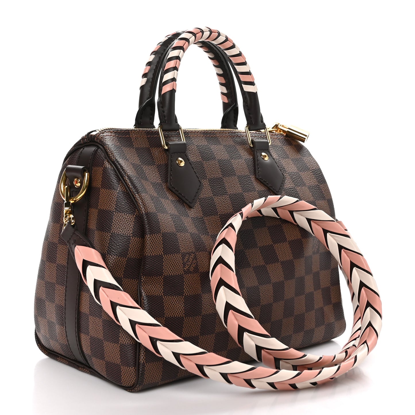 Damier Ebene Braided Speedy Bandouliere 25 Pink