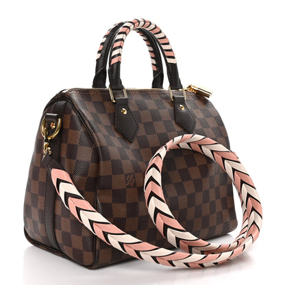 Louis Vuitton Damier Ebene Braided Speedy Bandouliere 25 Pink 3 of 11