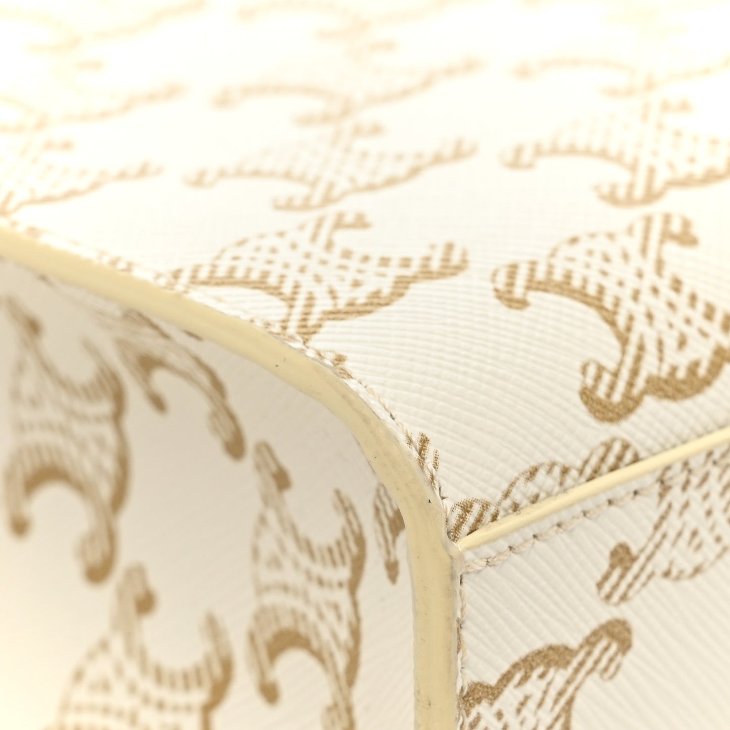 Triomphe Canvas Calfskin Mini Vertical Cabas White