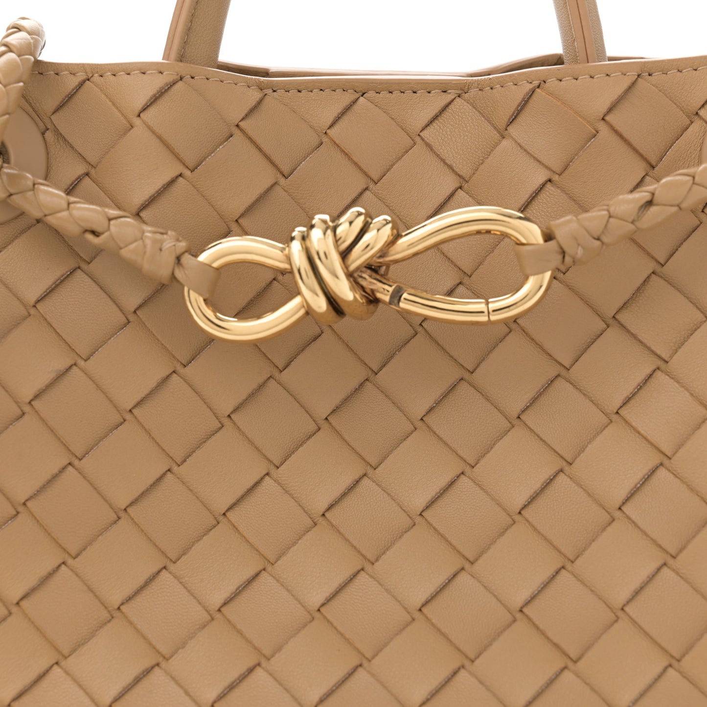Nappa Intrecciato Small Andiamo Shoulder Bag Dark Praline