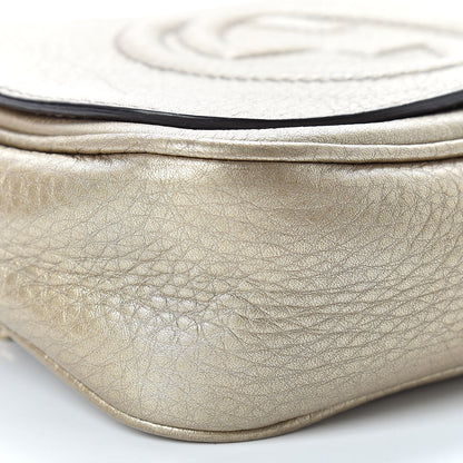 Gucci Metallic Pebbled Calfskin Small Soho Flap Crossbody Golden Beige 9 of 11