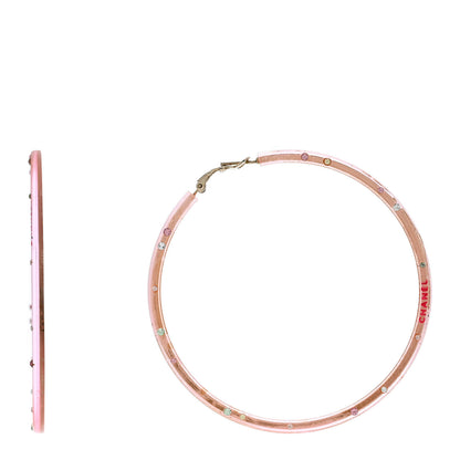 Chanel Translucent Resin Crystal Hoop Earrings Pink Multicolor 1 of 6