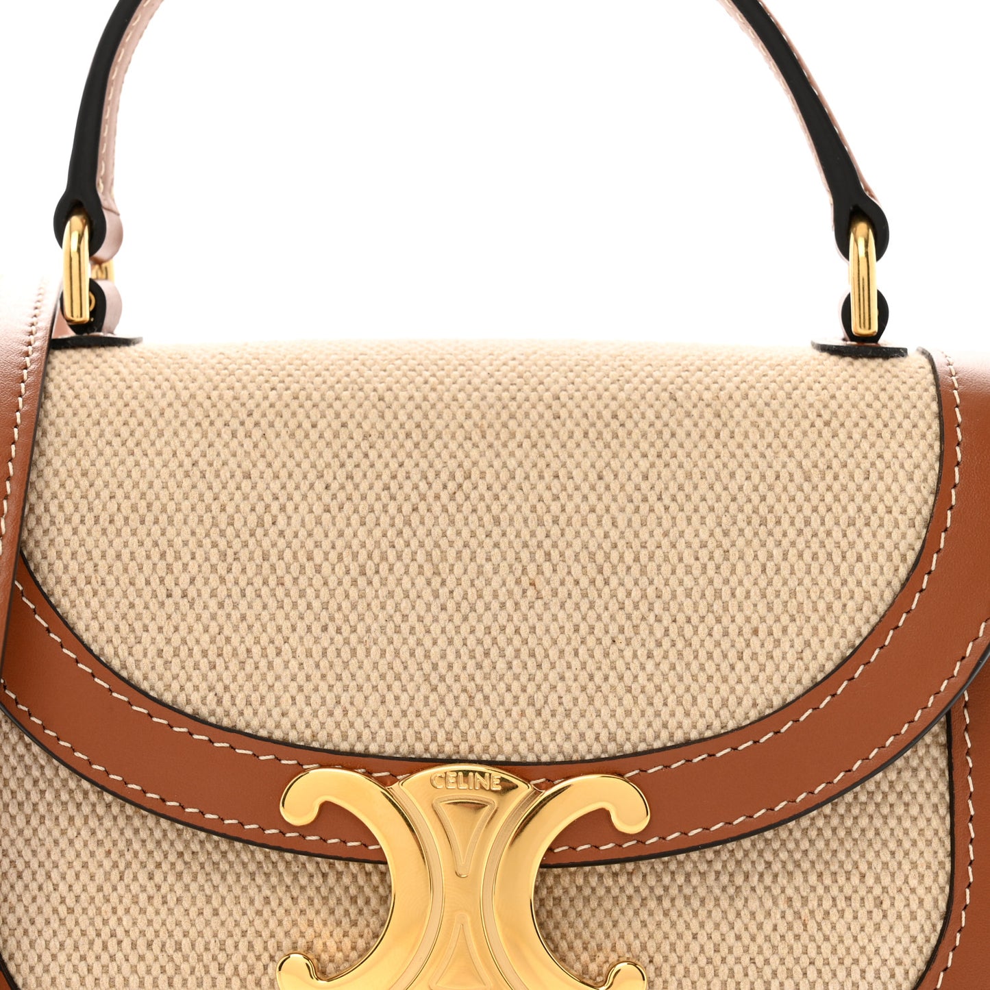 Textile Calfskin Triomphe Mini Besace Clea Natural Tan