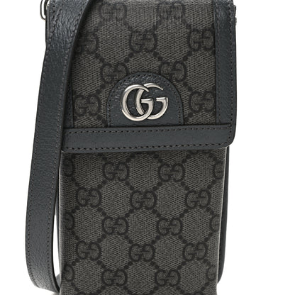 Gucci GG Supreme Monogram Textured Dollar Calfskin Phone Crossbody Bag Grey Black Graphite Grey 7 of 10
