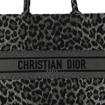 Christian Dior Canvas Embroidered Large Leopard Book Tote Grey 8 of 10