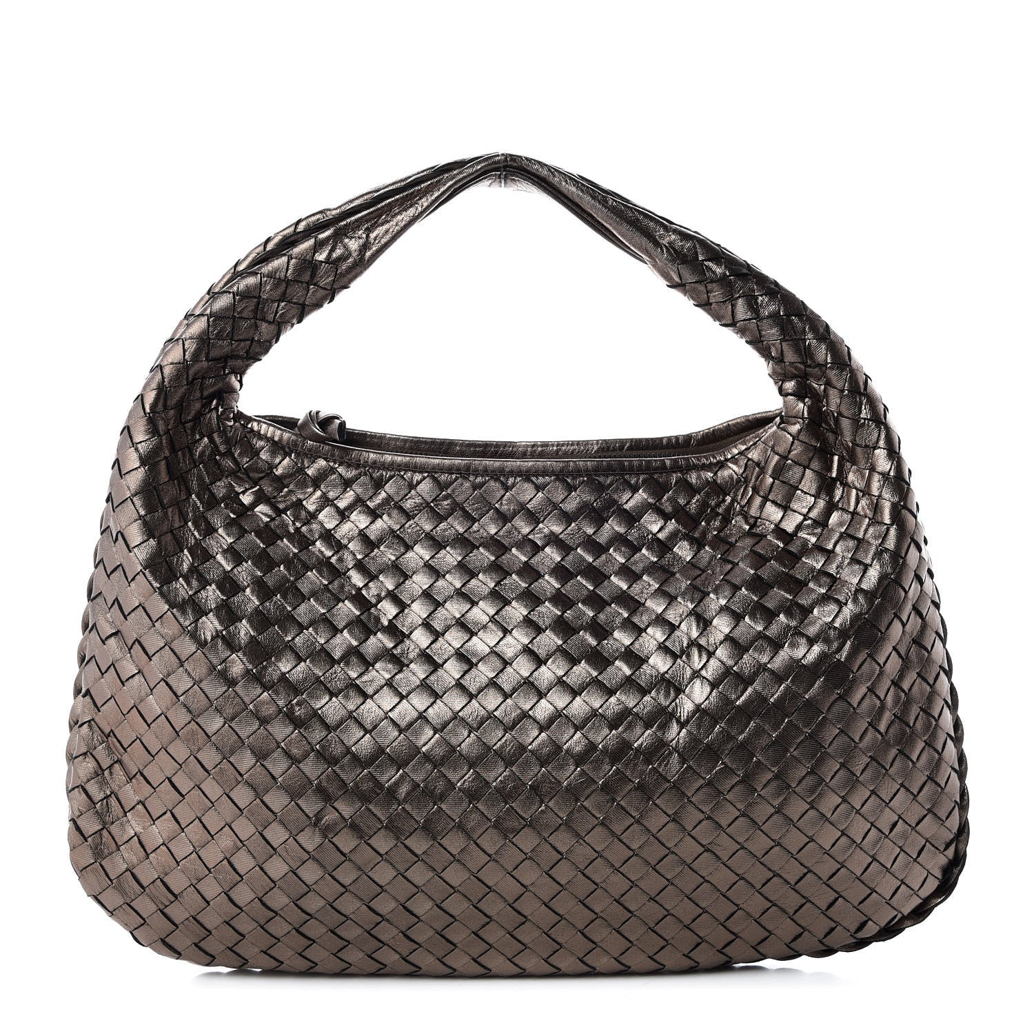 Bottega Veneta Metallic Grosgrain Intrecciato Medium Veneta Hobo Pewter 1 of 11
