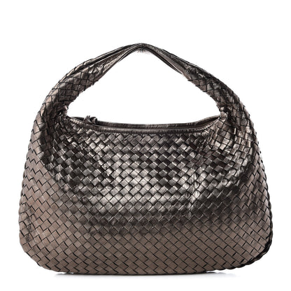 Bottega Veneta Metallic Grosgrain Intrecciato Medium Veneta Hobo Pewter 1 of 11