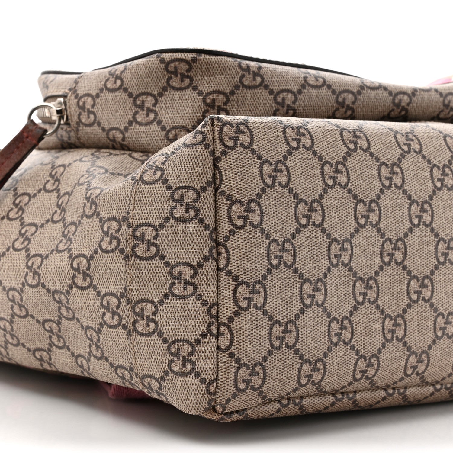 Gucci GG Supreme Monogram Blooms Medium Single Buckle Backpack Beige Multicolor Dry Rose 10 of 13