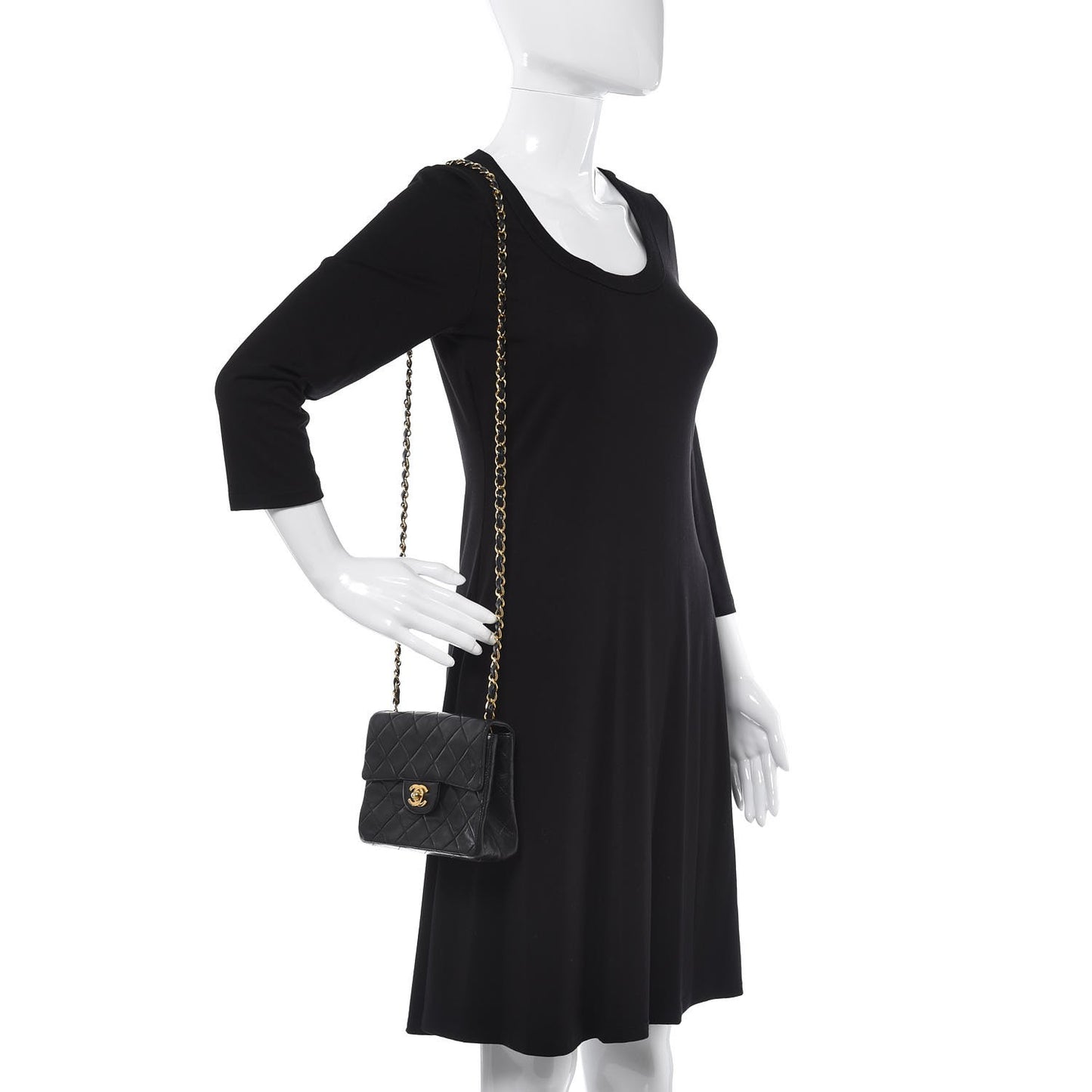 Lambskin Quilted Mini Square Flap Black