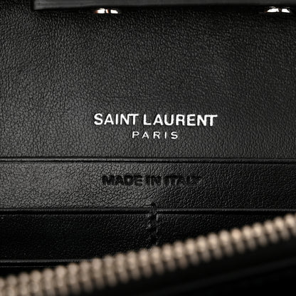 Saint Laurent Metallic Sparkle Fabric Monogram Chain Wallet Anthracite 6 of 10