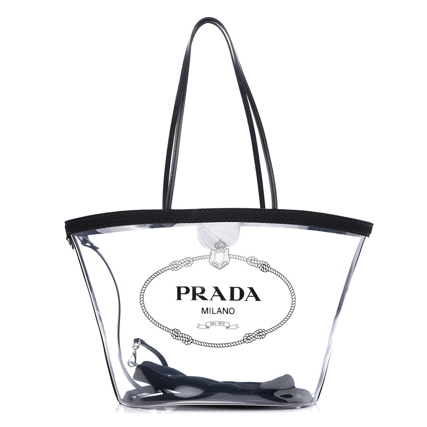 Plexiglass Calfskin Small Shopper Tote Black