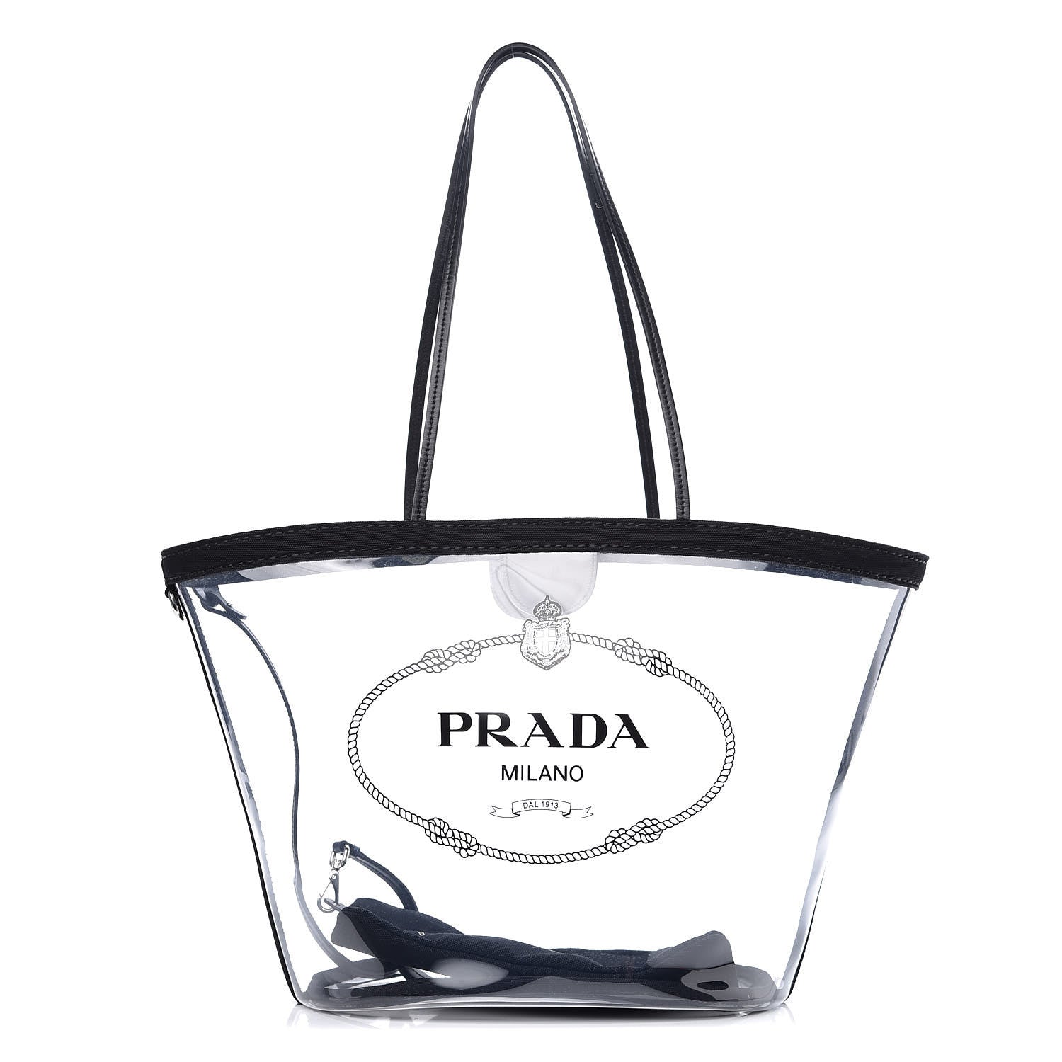 Prada Plexiglass Calfskin Small Shopper Tote Black 1 of 10