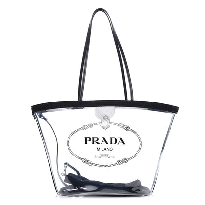Prada Plexiglass Calfskin Small Shopper Tote Black 1 of 10