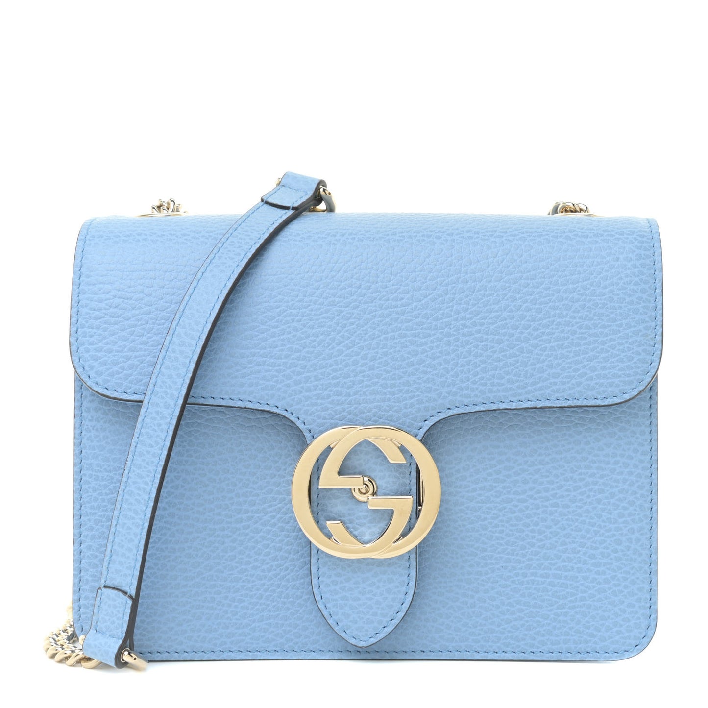 Dollar Calfskin Small Interlocking G Shoulder Bag Mineral Blue