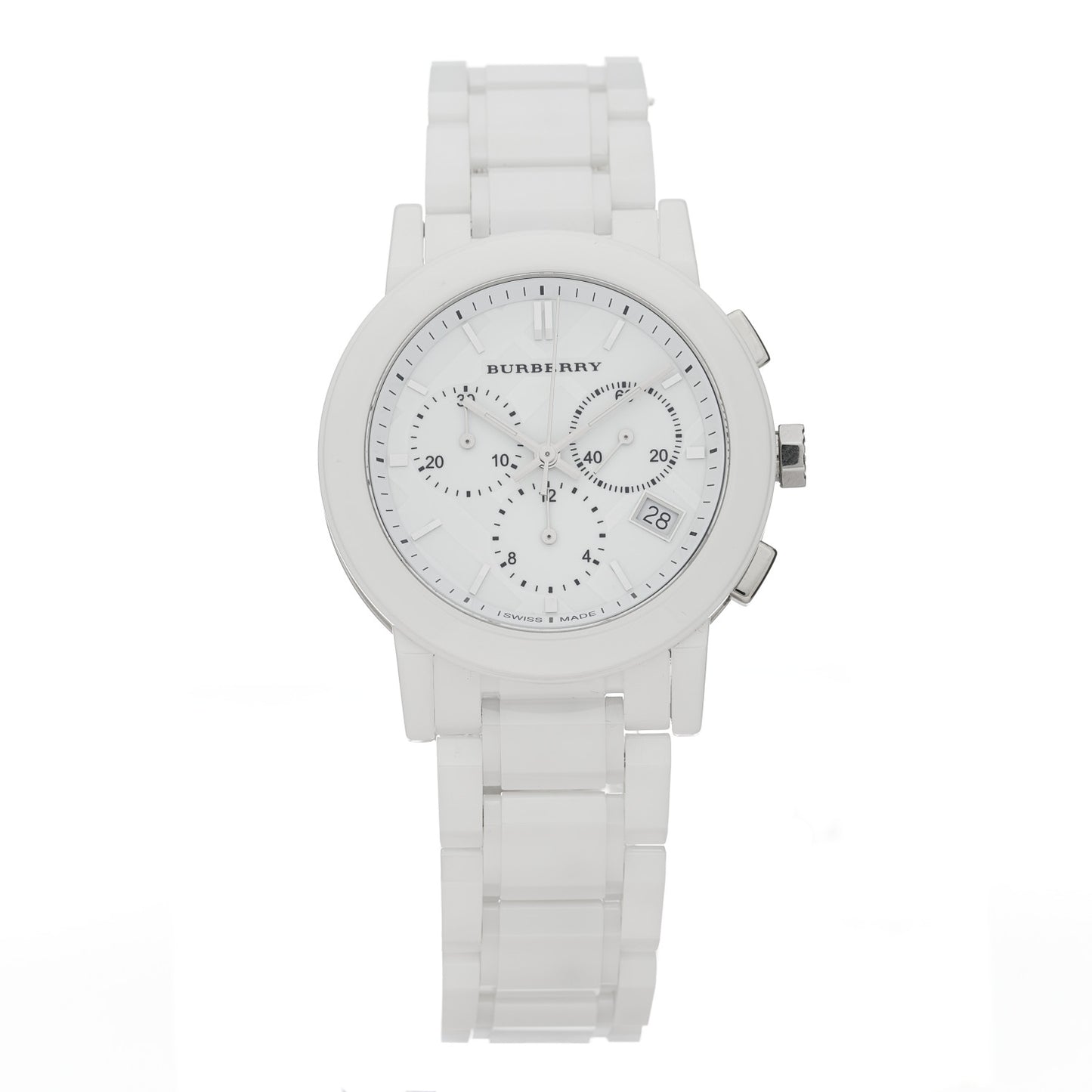 Stainless Steel Ceramic 38mm Chronograph Quartz Watch White BU9080