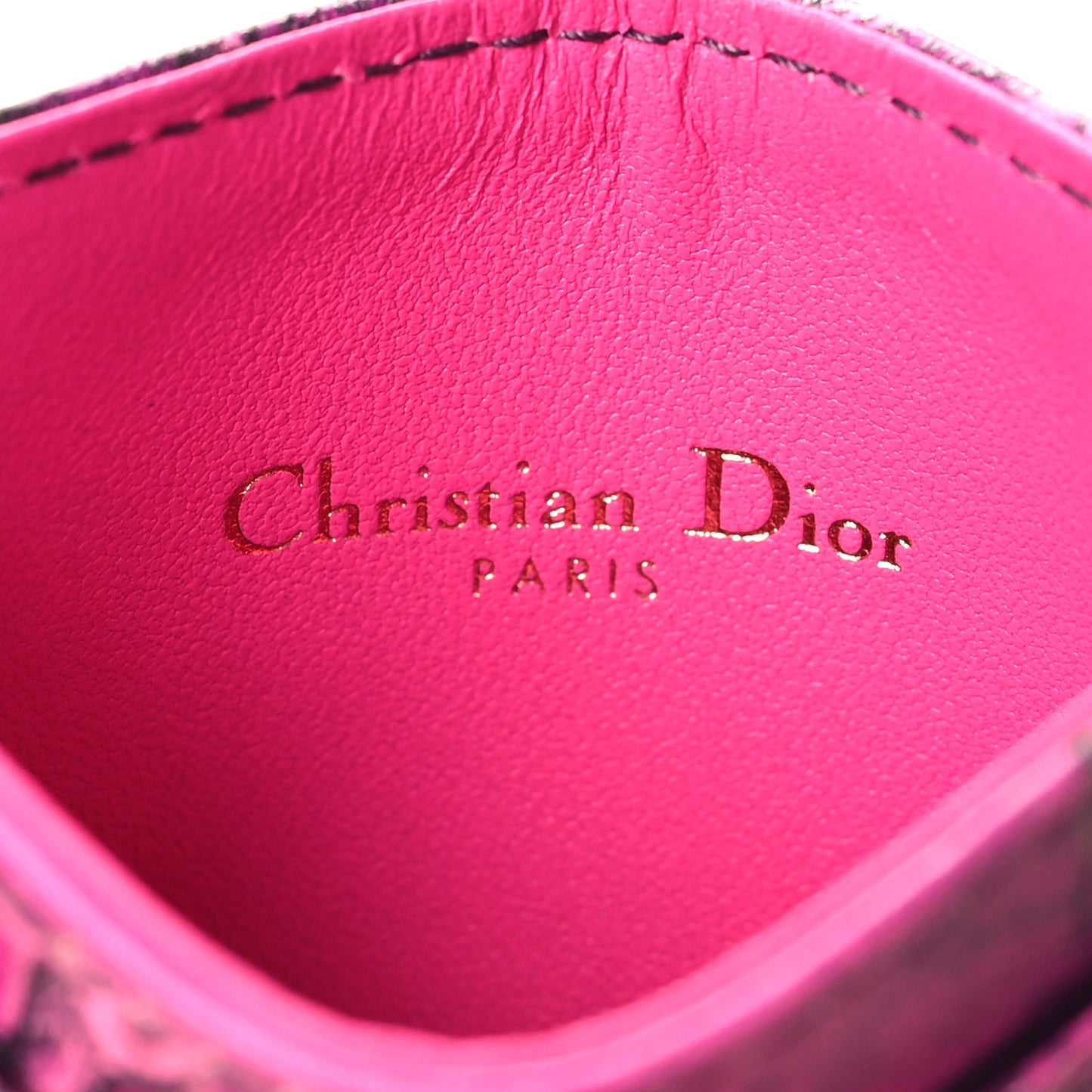 Calfskin Caro Printed Toile De Jouy Lady Dior Card Holder Pink