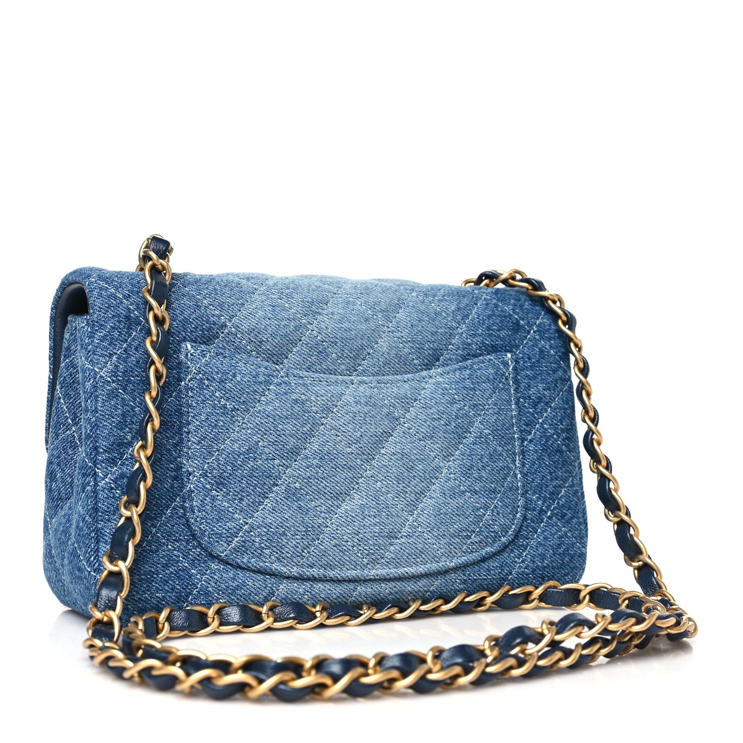 Chanel Washed Denim Quilted Mini Rectangular Flap Blue 3 of 11