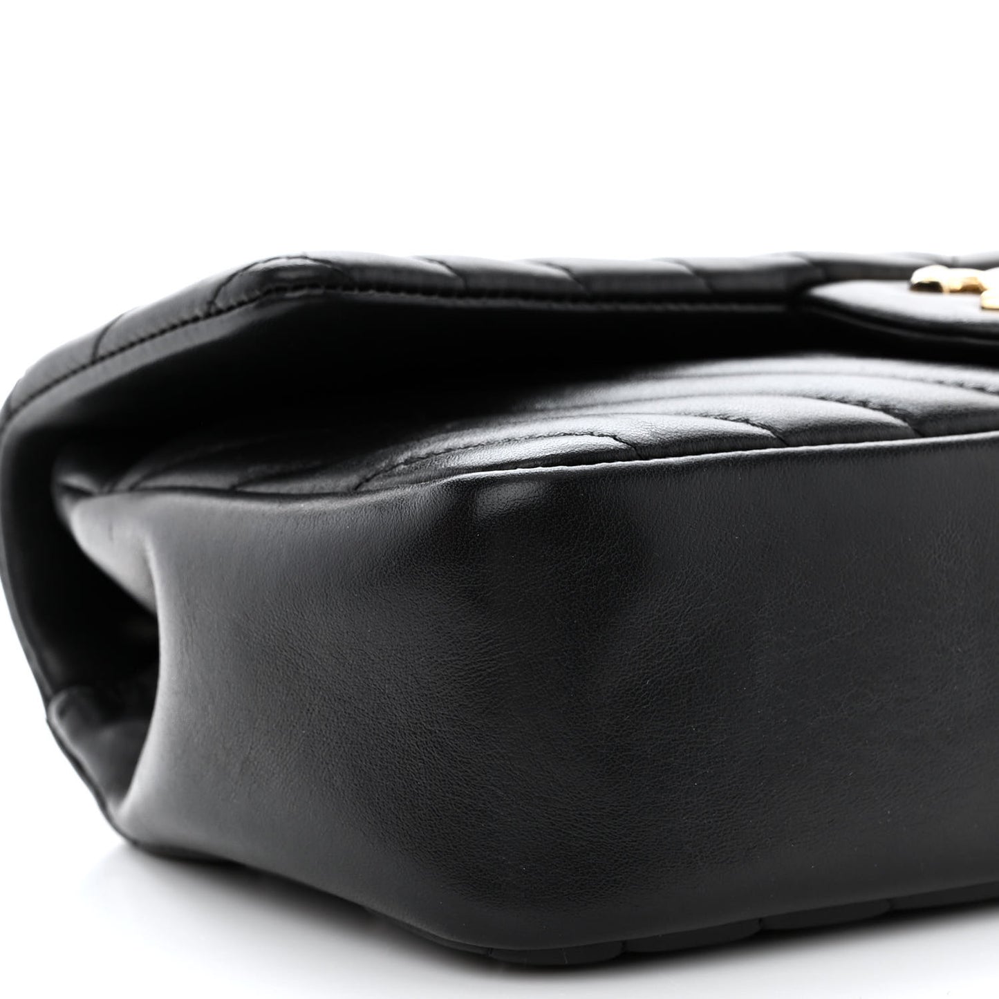Lambskin Surpique Chevron Quilted Small Single Flap Black