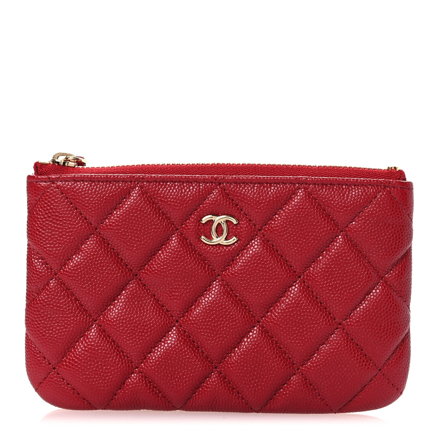 Caviar Quilted Small Cosmetic Case Red