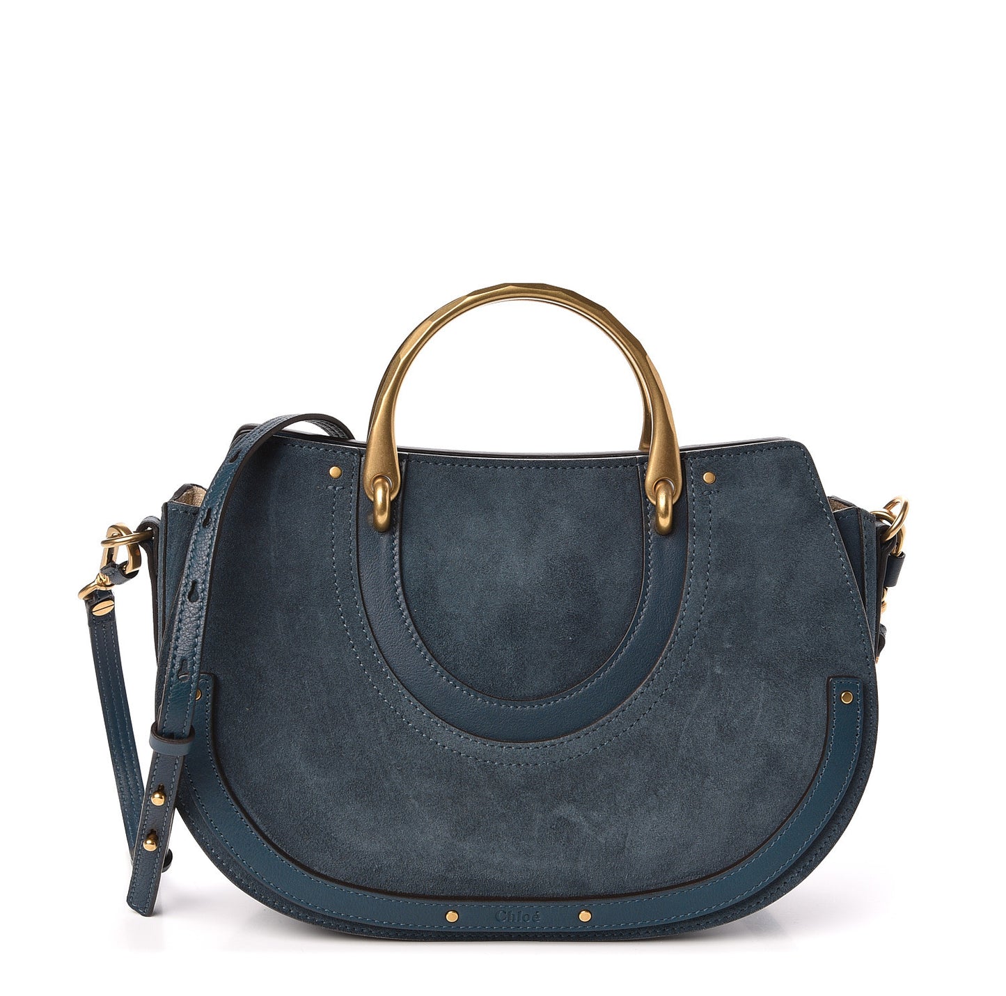 Calfskin Suede Medium Pixie Shoulder Bag Silver Blue