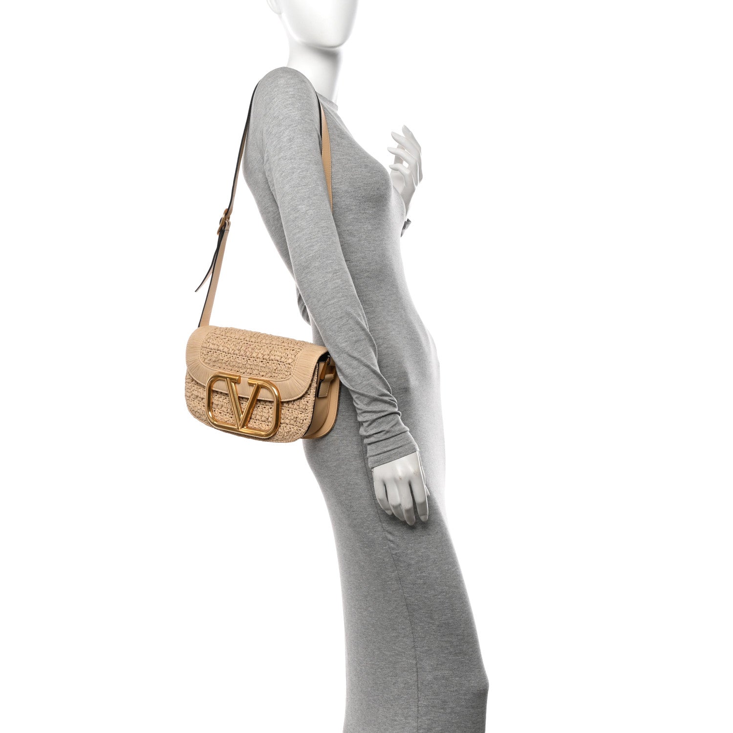 Valentino Garavani Raffia Braided Supervee Crossbody Bag Beige 2 of 9
