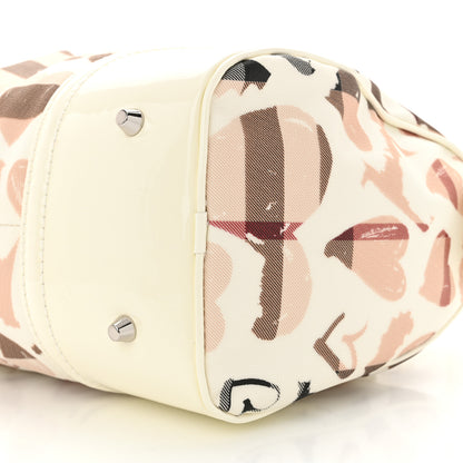 Burberry Patent Nova Check Heart Small Chester Bowling Bag White 10 of 11