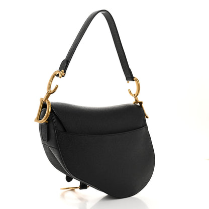Christian Dior CHRISTIAN DIOR Grained Calfskin Saddle Bag Black 3 of 11
