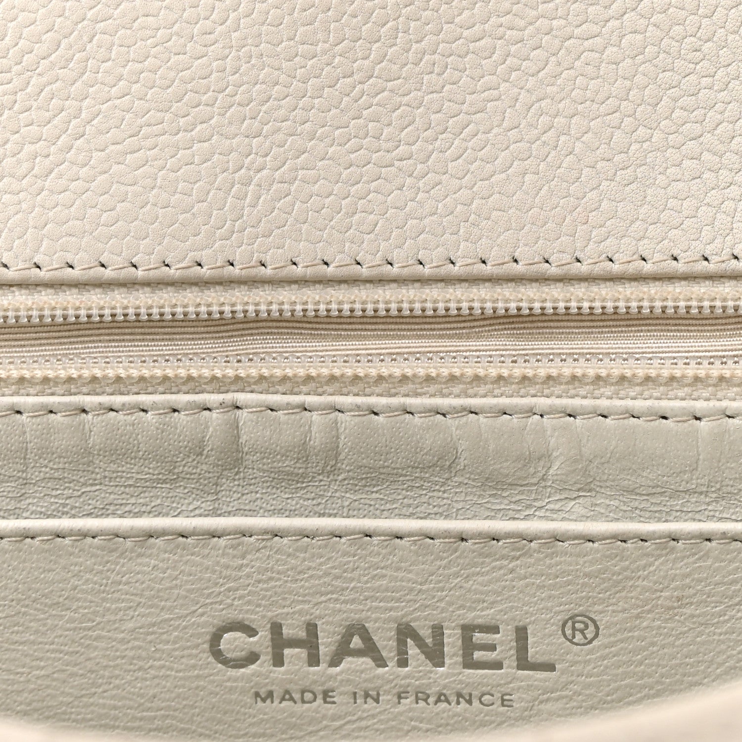 Chanel Caviar Quilted Jumbo Single Flap Bijoux Chain Ivory 12 of 14