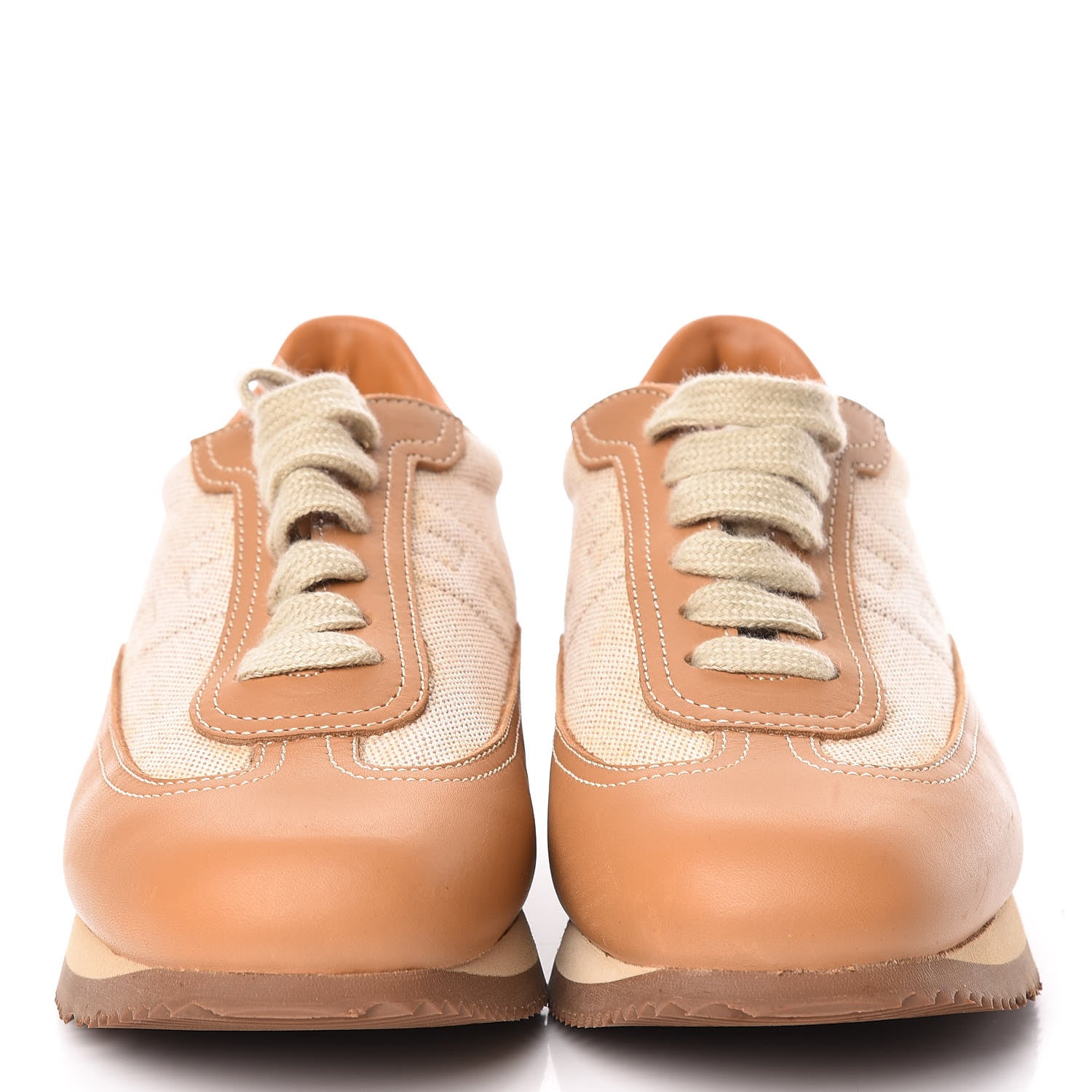 Hermes Calfskin Toile Womens Quick Sneakers 37 Gold 2 of 17