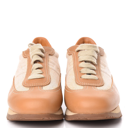 Hermes Calfskin Toile Womens Quick Sneakers 37 Gold 2 of 17
