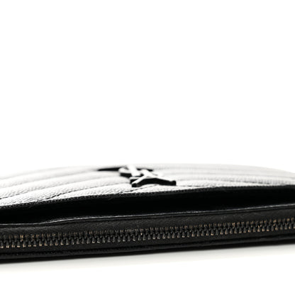 Saint Laurent Grain De Poudre Chevron Monogram Bill Pouch Black 8 of 8