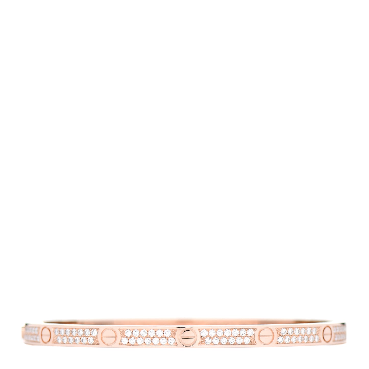 18K Pink Gold Diamond Small LOVE Paved Bracelet 15