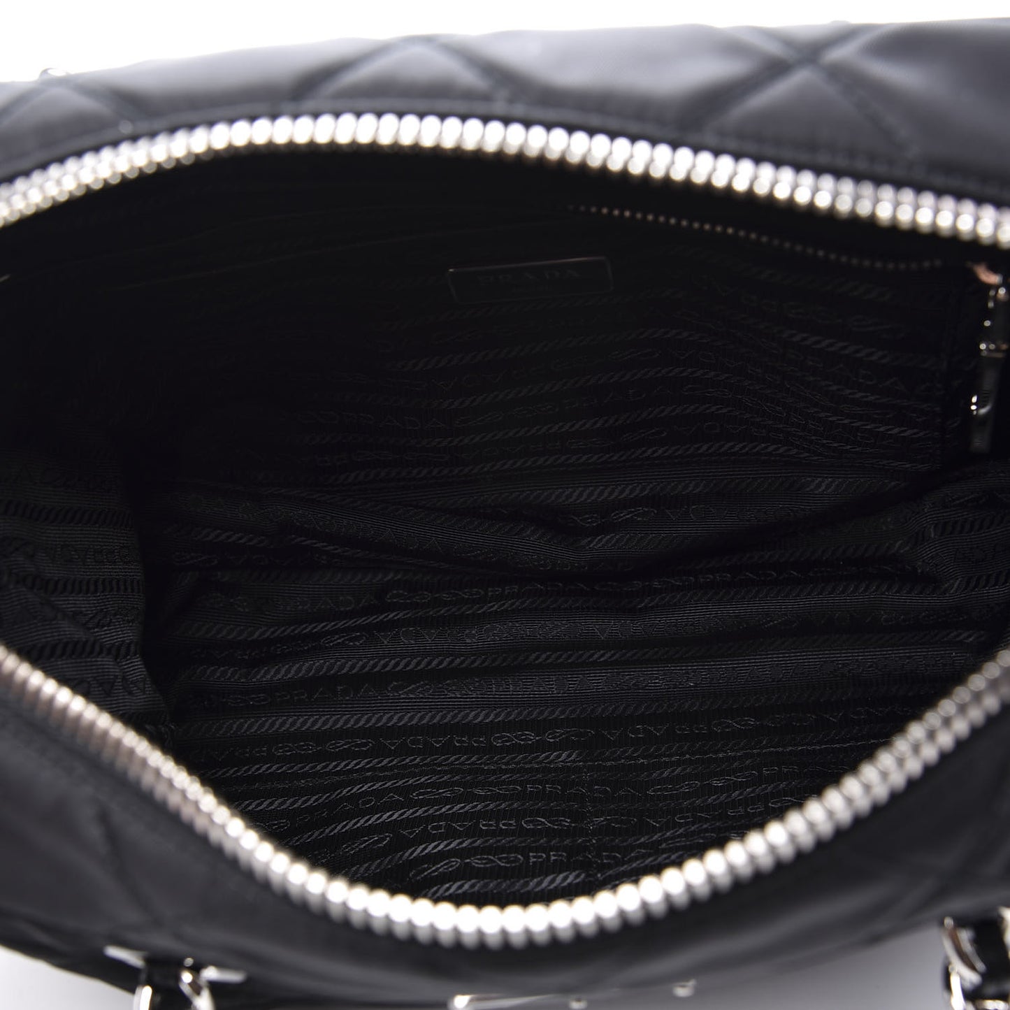Nylon Tessuto Impuntu Quilted Shoulder Bag Black