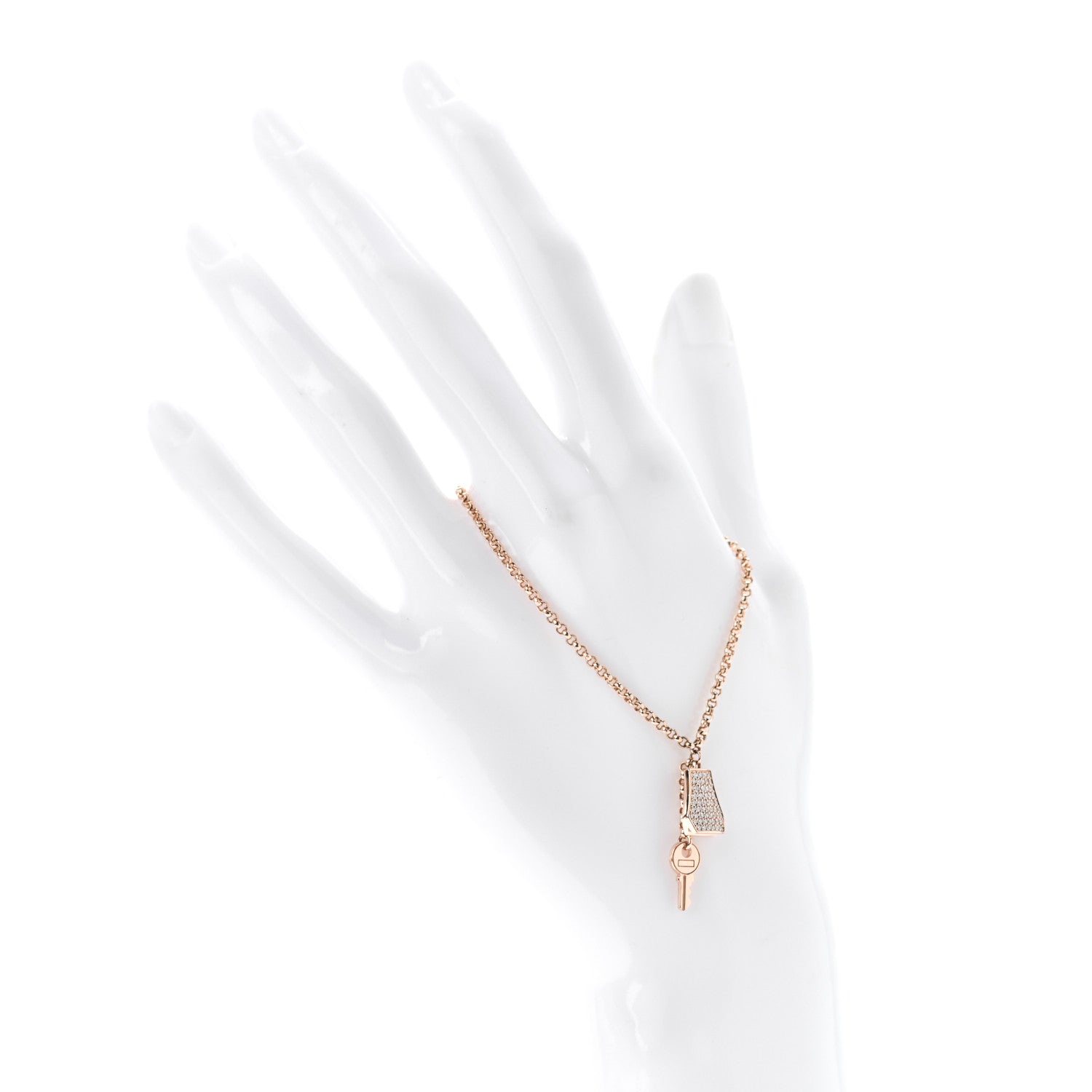 Hermes 18K Rose Gold Diamond PM Kelly Clochette Bracelet SH 2 of 5