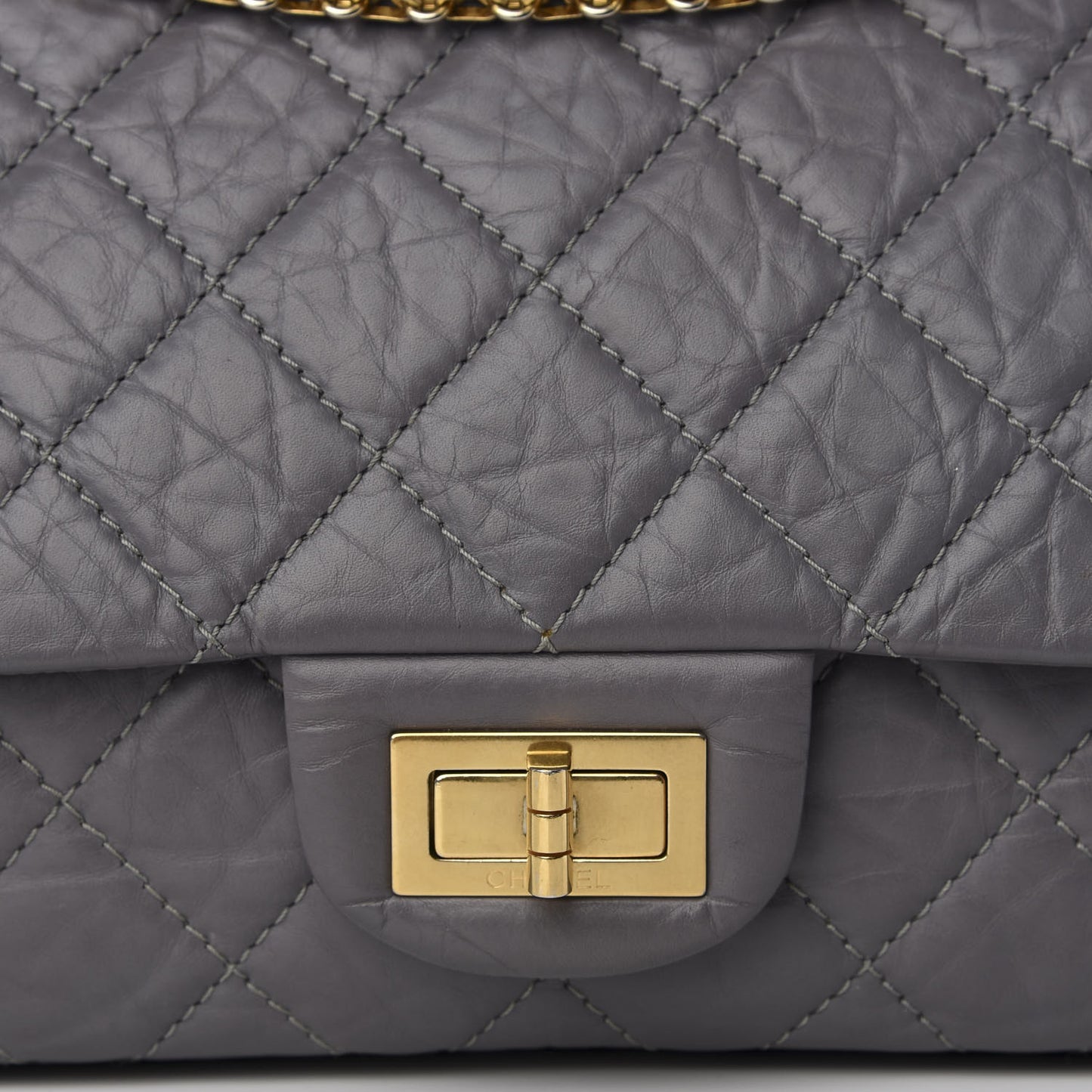 Aged Calfskin Quilted 2.55 Reissue 227 Flap Grey