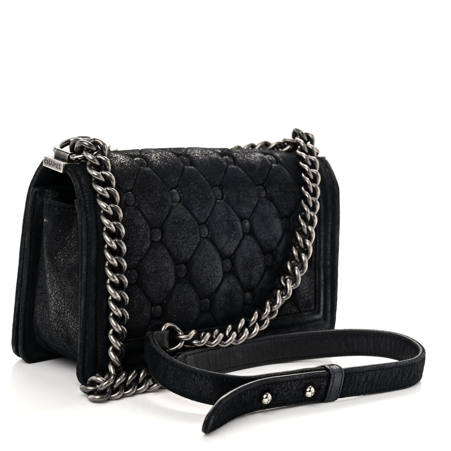 Nubuck Chesterfield Quilted Medium Celtic Boy Flap Black